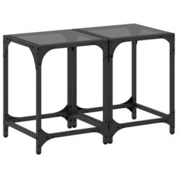 Berkfield Home Coffee Tables with Black Glass Top 2 pcs 30x30x40 cm Steel - Size: 30 x 30 x 40 cm - thumbnail 1