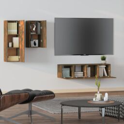 Berkfield Home 4 Piece TV Cabinet Set Smoked Oak Engineered Wood in Brown - thumbnail 3