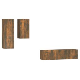 Berkfield Home 4 Piece TV Cabinet Set Smoked Oak Engineered Wood in Brown - thumbnail 2