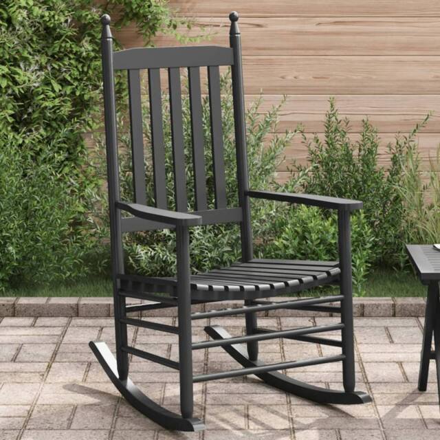 Berkfield Home Rocking Chair with Curved Seat Black Solid Wood Poplar - image 1