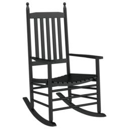 Berkfield Home Rocking Chair with Curved Seat Black Solid Wood Poplar - thumbnail 2