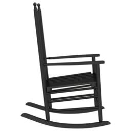 Berkfield Home Rocking Chair with Curved Seat Black Solid Wood Poplar - thumbnail 5