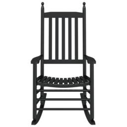 Berkfield Home Rocking Chair with Curved Seat Black Solid Wood Poplar - thumbnail 4