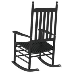 Berkfield Home Rocking Chair with Curved Seat Black Solid Wood Poplar - thumbnail 6