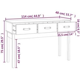 Berkfield Home Beautiful Console Table White 114x40x75 cm Solid Wood Pine - Size: 114 x 40 x 75 cm - thumbnail 9