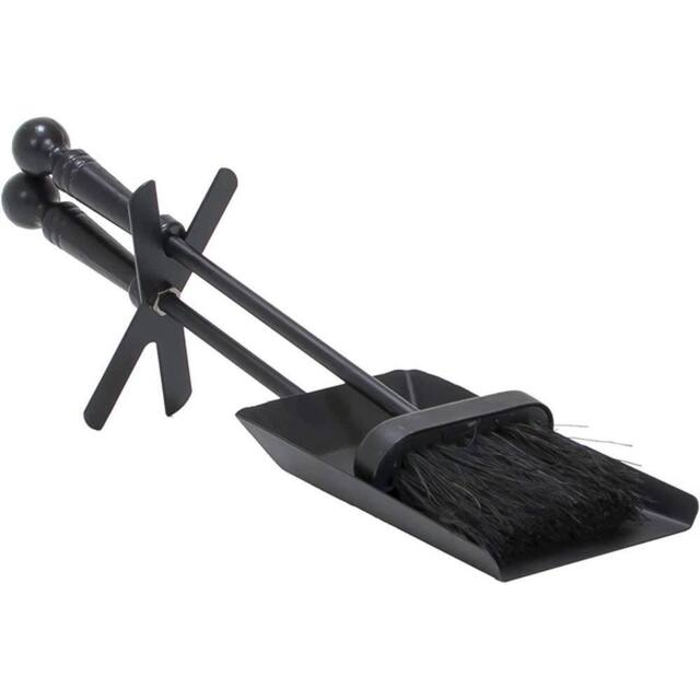 VOGREX Hearth Fireplace Steel Shovel Brush Set Fireside Coal Ash Tools in Black - image 1