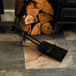 VOGREX Hearth Fireplace Steel Shovel Brush Set Fireside Coal Ash Tools in Black - thumbnail 5