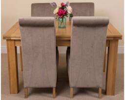Thats Furniture Richmond 140-220cm Oak Extending Dining Table + 4 Montana Fabric Chairs in Grey - thumbnail 2