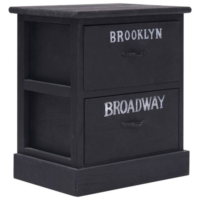 Berkfield Home Nightstands 2 pcs Black 38x28x45 cm Paulownia Wood - Size: 38 x 28 x 45 cm - image 1