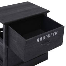 Berkfield Home Nightstands 2 pcs Black 38x28x45 cm Paulownia Wood - Size: 38 x 28 x 45 cm - thumbnail 6