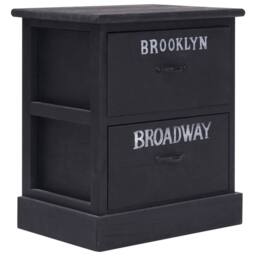 Berkfield Home Nightstands 2 pcs Black 38x28x45 cm Paulownia Wood - Size: 38 x 28 x 45 cm - thumbnail 1