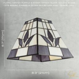 Happy Homewares Traditional Stained Glass Tiffany Square Pendant Lighting Shade in Purple - thumbnail 7