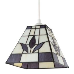 Happy Homewares Traditional Stained Glass Tiffany Square Pendant Lighting Shade in Purple - thumbnail 4