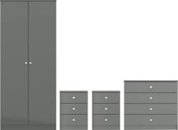 Seconique Denver 2 Door Wardrobe Bedroom Set in Grey