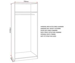 Seconique Denver 2 Door Wardrobe Bedroom Set in Grey - thumbnail 9