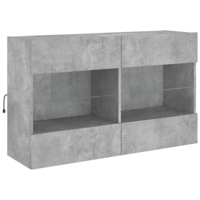 Berkfield Home TV Wall Cabinet with LED Lights Concrete Grey 98.5x30x60.5 cm - image 1