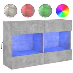Berkfield Home TV Wall Cabinet with LED Lights Concrete Grey 98.5x30x60.5 cm - thumbnail 3