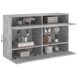 Berkfield Home TV Wall Cabinet with LED Lights Concrete Grey 98.5x30x60.5 cm - thumbnail 6