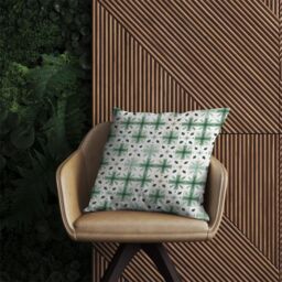 Warren Reed - Designer Christmas Quilting Squares, Green & White, Geometric Outdoor Cushion - Size: 60 cm x 60 cm - thumbnail 2