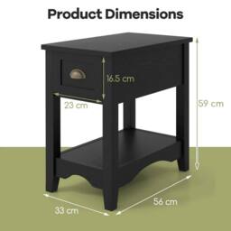 Kelvenix Side End Table Retro Side Table in Black - Size: 0.6m2 - thumbnail 2