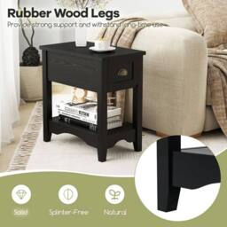 Kelvenix Side End Table Retro Side Table in Black - Size: 0.6m2 - thumbnail 4