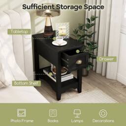 Kelvenix Side End Table Retro Side Table in Black - Size: 0.6m2 - thumbnail 3