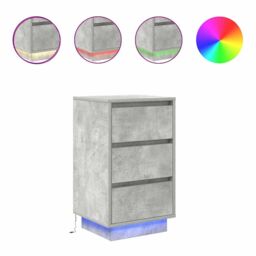 Berkfield Home Bedside Cabinet with LED Lights¬†Concrete Grey 38x34x65 cm - Size: 38 x 34 x 65 cm - thumbnail 2