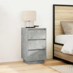 Berkfield Home Bedside Cabinet with LED Lights¬†Concrete Grey 38x34x65 cm - Size: 38 x 34 x 65 cm - thumbnail 4