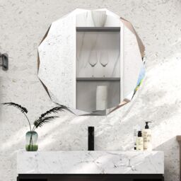 Costway Wall Mounted Silver Polished Mirror Frameless Bathroom Vanity Mirror Makeup Mirror in Clear