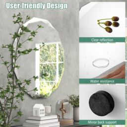 Costway Wall Mounted Silver Polished Mirror Frameless Bathroom Vanity Mirror Makeup Mirror in Clear - thumbnail 3