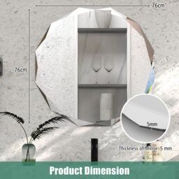 Costway Wall Mounted Silver Polished Mirror Frameless Bathroom Vanity Mirror Makeup Mirror in Clear - thumbnail 5