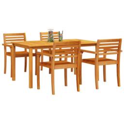 Berkfield Home 5-Piece Garden Dining Set in Solid Acacia Wood in Brown - thumbnail 3