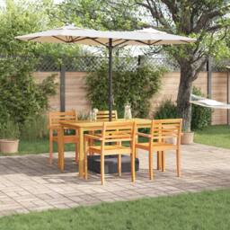 Berkfield Home 5-Piece Garden Dining Set in Solid Acacia Wood in Brown - thumbnail 1