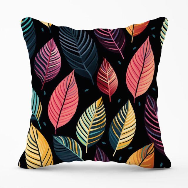Warren Reed - Designer Colourful Leaves Pattern Outdoor Cushion in Pink - Size: 60 cm x 60 cm - image 1