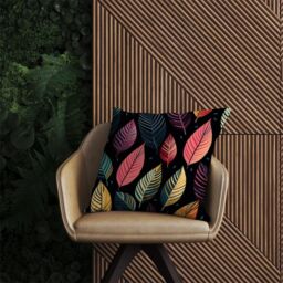 Warren Reed - Designer Colourful Leaves Pattern Outdoor Cushion in Pink - Size: 60 cm x 60 cm - thumbnail 2