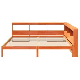 Berkfield Home Bookcase Bed without Mattress Wax Brown 200x200 cm Solid Wood Pine - thumbnail 5