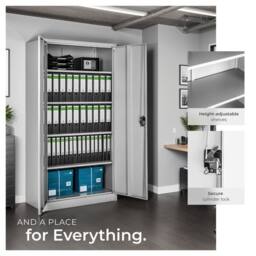 tectake Filing Cabinet Blain - 5 height-adjustable shelves, lockable doors in Grey - Size: 1 Pack - thumbnail 4