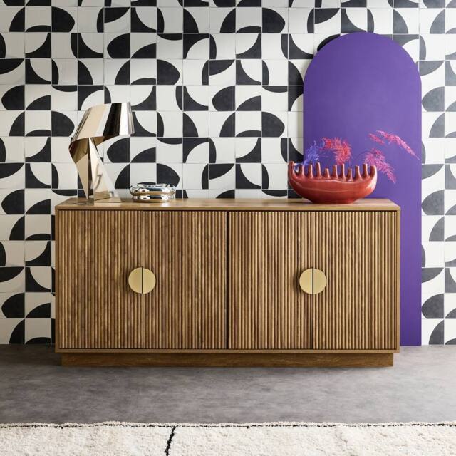 sweeek 160cm exotic 4-door mango wood effect sideboard in Brown - image 1
