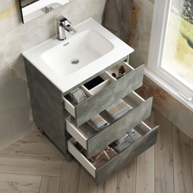 Banyetti Vatilla 800mm Floorstanding Vanity Unit with Athena Basin - Cemento Grey - image 1