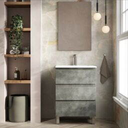 Banyetti Vatilla 800mm Floorstanding Vanity Unit with Athena Basin - Cemento Grey - thumbnail 2