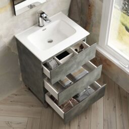 Banyetti Vatilla 800mm Floorstanding Vanity Unit with Athena Basin - Cemento Grey