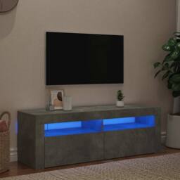 Berkfield Home TV Cabinet with LED Lights Concrete Grey 120x35x40 cm - Size: 120 x 35 x 40 cm - thumbnail 2
