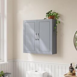 VASAGLE Wall Mounted Bathroom Cabinet with Adjustable Shelves in Grey - thumbnail 1