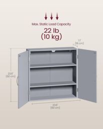 VASAGLE Wall Mounted Bathroom Cabinet with Adjustable Shelves in Grey - thumbnail 2