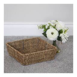 JVL Seagrass Square Storage Tray in Brown - Size: Small - thumbnail 5