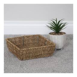 JVL Seagrass Square Storage Tray in Brown - Size: Small - thumbnail 4