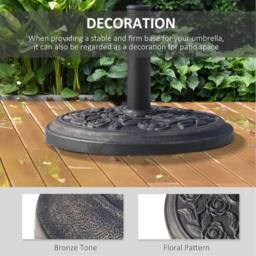OUTSUNNY 9kg Garden Parasol Base, Round Resin Sun Umbrella Base, Bronze - thumbnail 6
