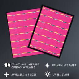 "Artery8 Textile Pattern Vibrant Pink Vintage Japan Wall Art Print Korin - Size: W12"" x H16""" - thumbnail 2