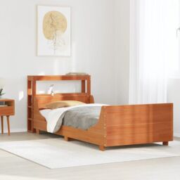 Berkfield Home Bed Frame without Mattress Wax Brown 75x190 cm Small Single Solid Wood Pine - thumbnail 1