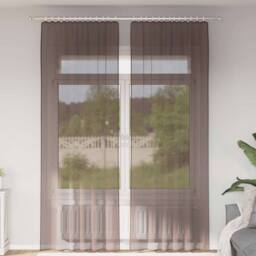 Berkfield Home Voile Curtains with Rod Pockets 2 pcs Brown - thumbnail 2